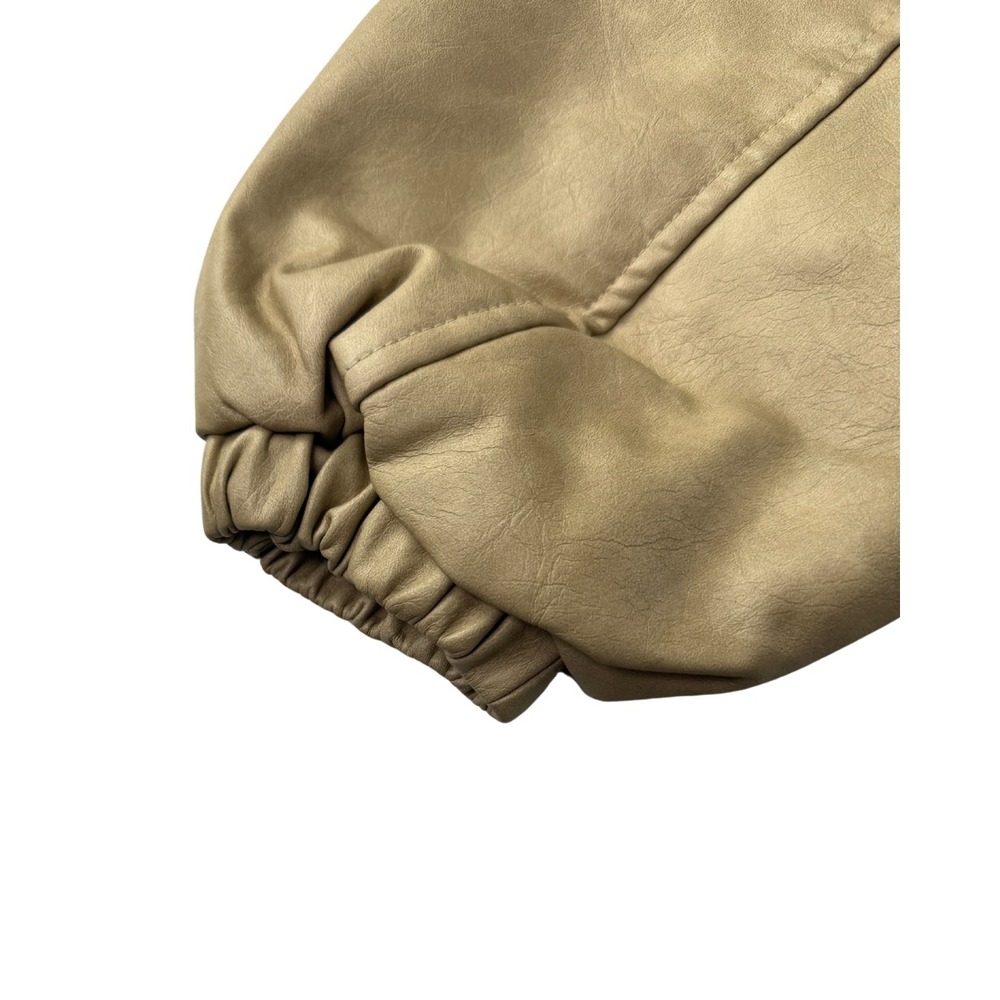 Lioness Nirvana Bomber Jacket XS Two Tone Faux Leather Brown Tan Cropped NWT - Picture 6 of 7